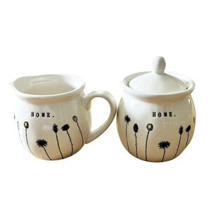 Rae Dunn Magenta Creamer And Sugar Bowl Home Line Ceramic Flowers Artisan‎ NWOT